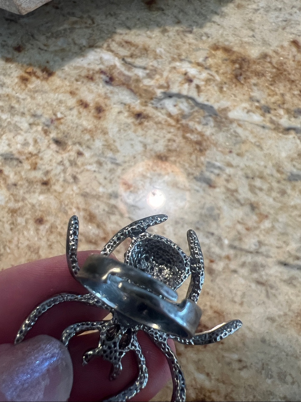 Pier 1 Silver-Tone Spider Ring with Purple Crystal Accents Adjustable Halloween - Picture 6 of 6